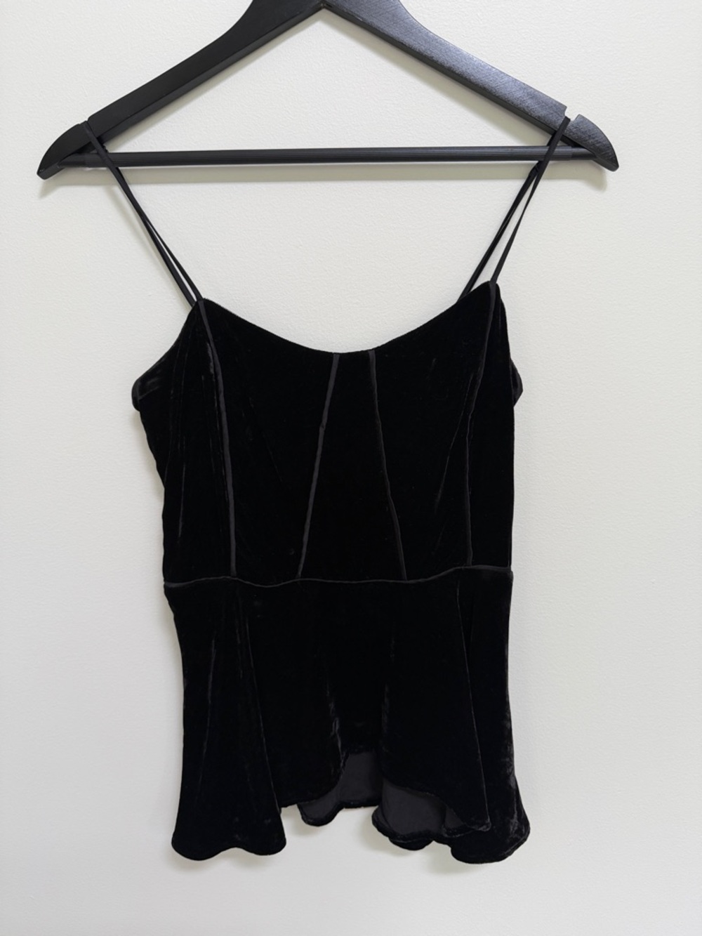 Veronica Beard Black Velvet Spaghetti-Strap Cami